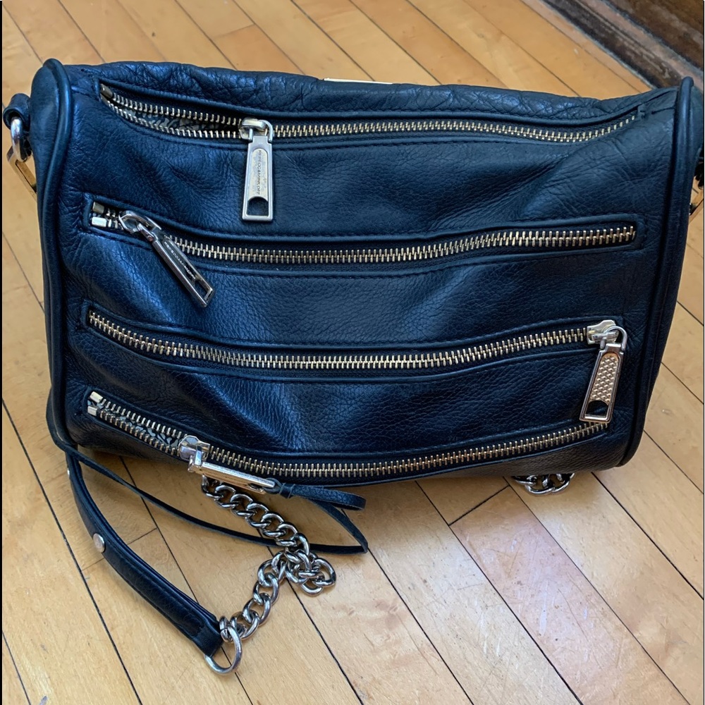 Rebecca Minkoff black leather zipper crossbody